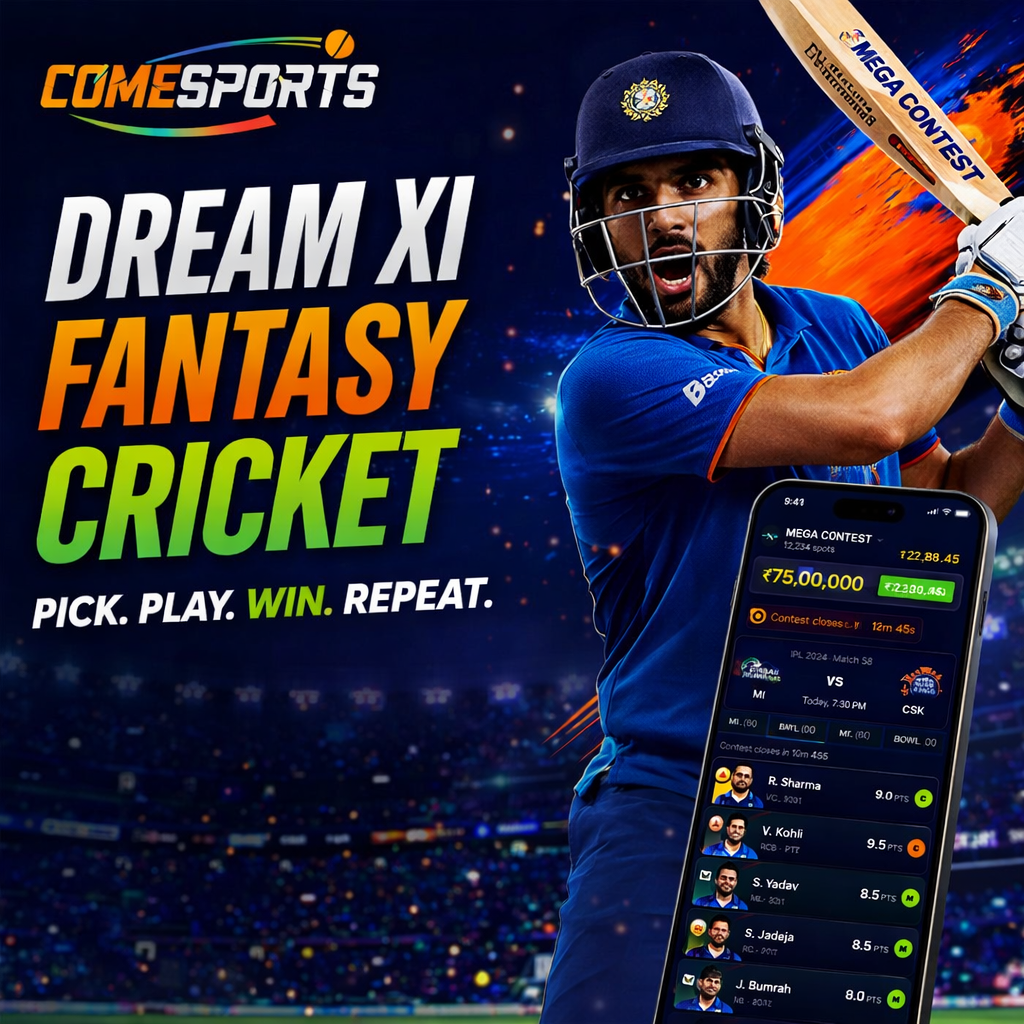Come Sport Zone Dream XI fantasy cricket ad visual