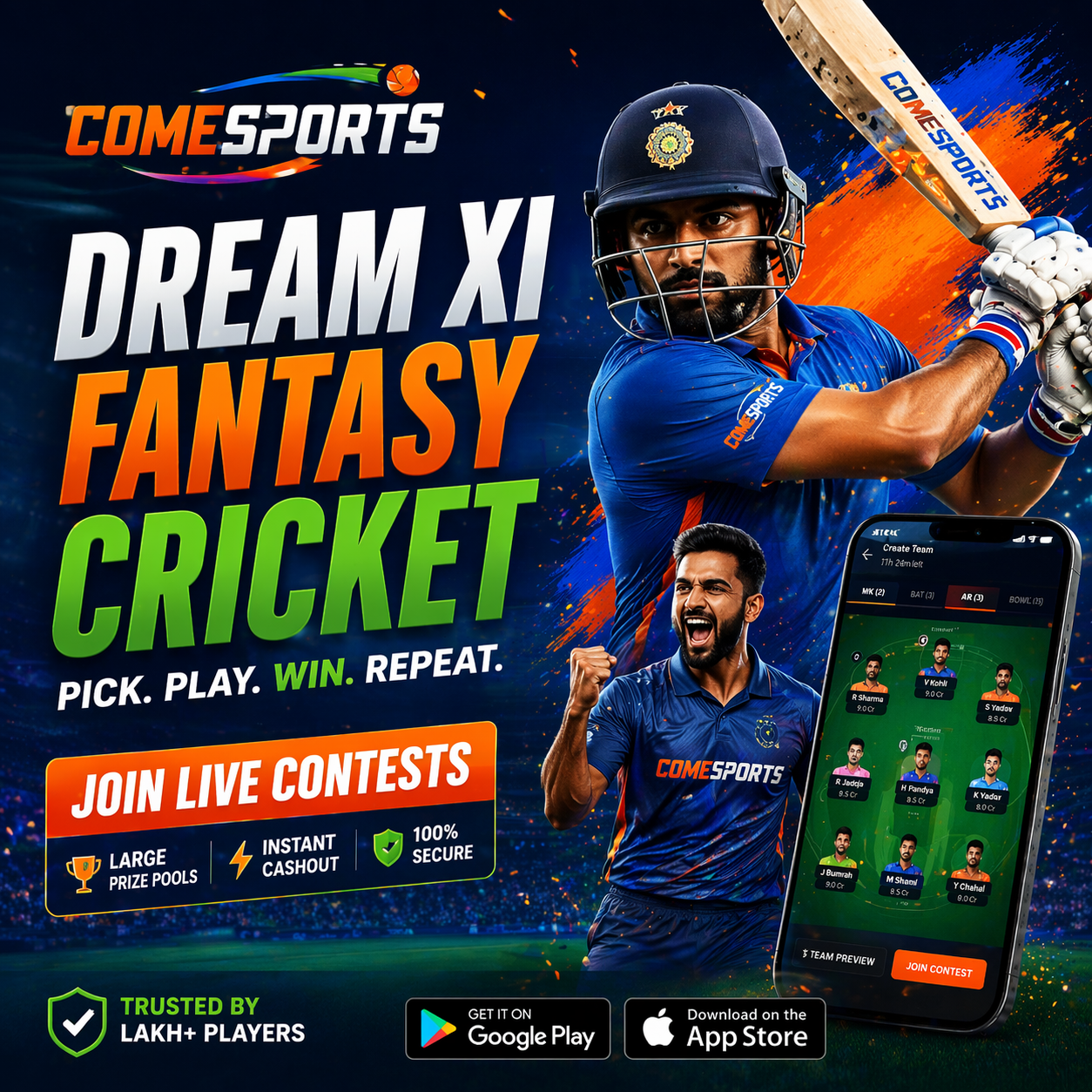 Come Sport Zone fantasy sports main visual